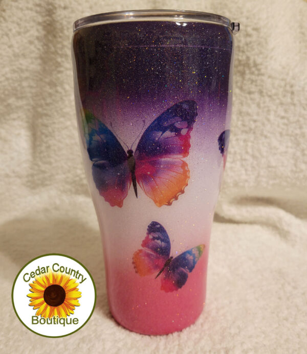 Glitter Butterfly Tumbler by Cedar Country Boutique