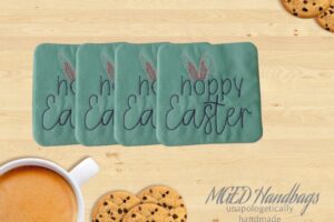 Hoppy Easter Set of 4 Embroidered Coasters Shipping Included Handmade by MGEDHandbags