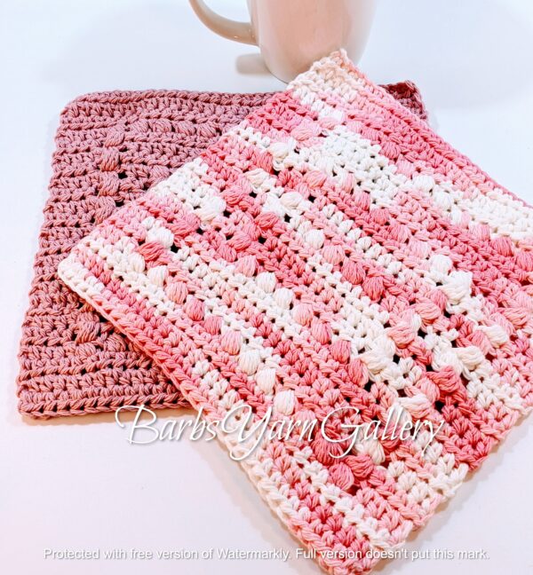 Cotton Rose & Pink Dishcloths