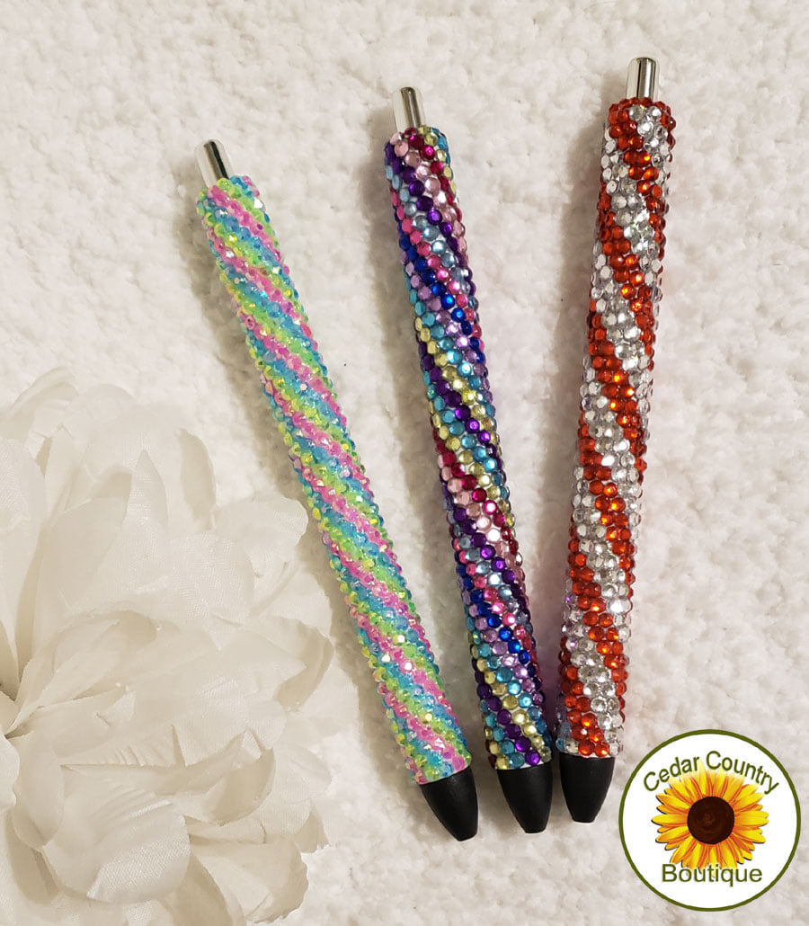 Super Sparkly Swirled Hand Decorated Rhinestone Pens by Cedar Country  Boutique 