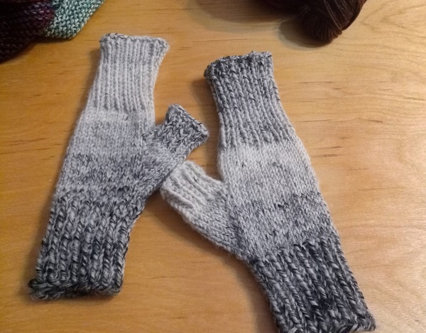 light grey to dark grey gradient fingerless gloves