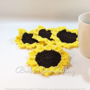 Sunflower Crochet Coaster Set