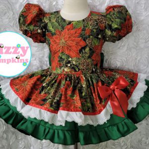 Poinsettia Print Christmas Dress by Bizzy Bumpkins