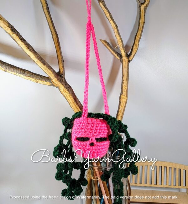Pink Skull Hanging Plant
